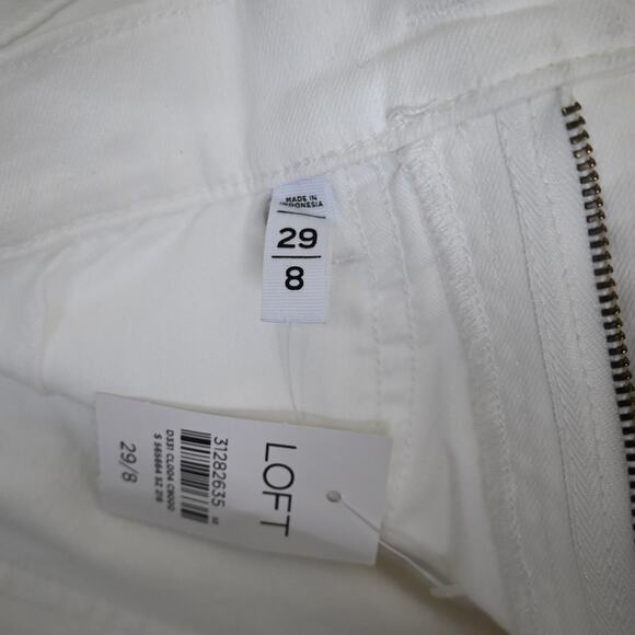 LOFT Womens 29/8 Fresh Cut High Rise Denim Bike Shorts in White NEW - Picture 11 of 12